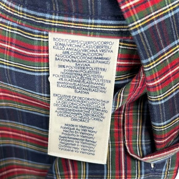 Chaps Blue Red Green Plaid Long Sleeve Button Down Casual Shirt Western Country - Picture 8 of 8